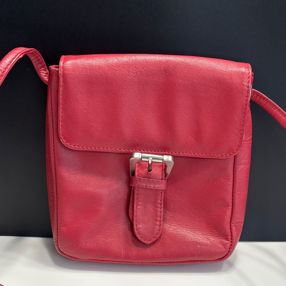 Primehide Premium Elegant Pink Soft Leather Small Crossbody Multi-Pockets Bag